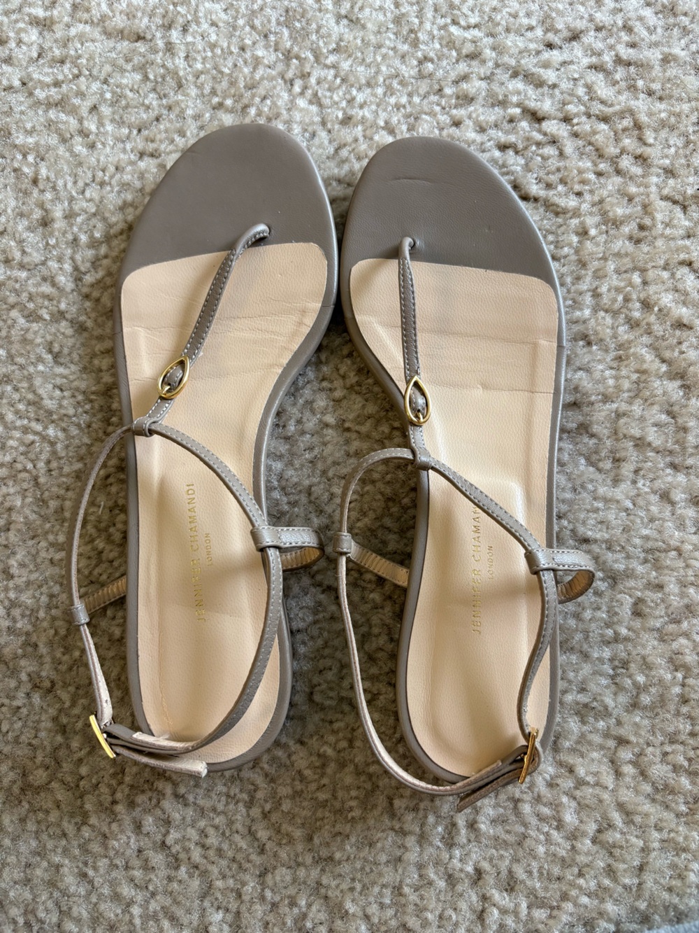 Women’s Taupe Strappy Toe-Post Sandals